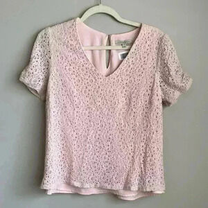41 Hawthorn Pink Lace Overlay Blouse Women’s Medium